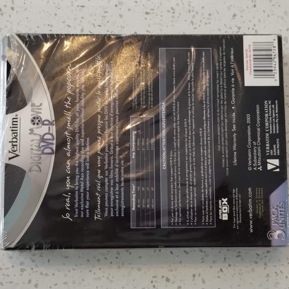 Verbatim Digital Movie DVD-R 3 Pack - 4.7GB/120 min 1x-4x Speed - Picture 2 of 6